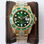 (ROF) Swiss Copy Rolex GMT-Master II Custom Luxury Watch Yellow Gold Center Diamond Band